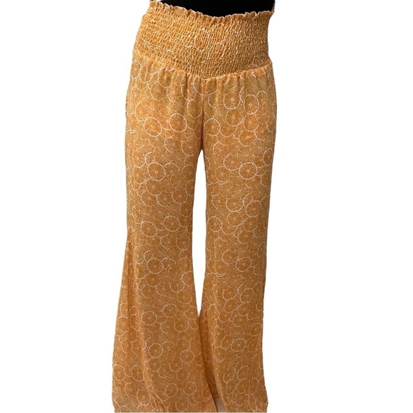 Show Me Your Mumu Wide Leg Pants Vacation Boho Orange Fruit Coverup Size Small - Picture 7 of 7